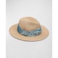 Courtney Packable Papercloth Fedora Hat With Sequins