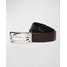 Rectangle S-buckle Reversible Leather Belt