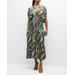 Venus Leaf-print Empire Midi Caftan