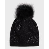All-Over Sequin Wool-Blend Beanie With Pom
