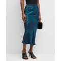 Simeo Printed Silk Pencil Midi Skirt