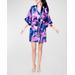 Corfu Marble-print Silk Mini Robe