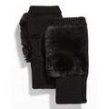 Fingerless Faux-fur Knit Mittens