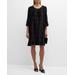 Crinkled 3/4-sleeve Knee-length Shift Dress