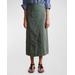 Lahiri Straight Cotton Twill Midi Skirt