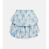 Ruffle Linen-blend Mini Skirt