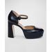 Valencia Leather Ankle-strap Platform Pumps