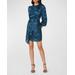 Sunday Blouson-sleeve Jacquard Mini Dress