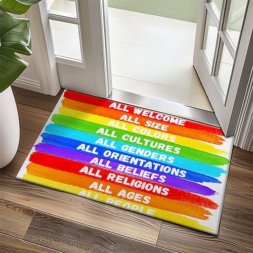 Juni Stolzmonat Schwul Stolzmonat LGBTQ LGBT Regenbogen Türmatte Rutschfest Ölbeständige Matte Innen Außen Matte Schlafzimmer Dekor Badezimmer Matte Eingangsrakete Image
