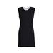 Black Viscose Short Dress With Contrasting Piping