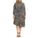 Abstract Print Long Sleeve Asymmetric Hem Dress