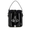 Black Leather Small Daisy Bucket Bag