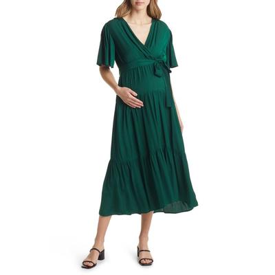 Crossover Faux Wrap Maternity Maxi Dress