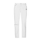 White Loose Jeans With Rips And Abrasions
