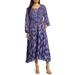 Ikat Long Sleeve Recycled Polyester Midi Dress