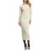 Vigo Rib Twist Back Cutout Long Sleeve Midi Sweater Dress