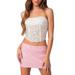 Sequin Lace-up Strapless Corset Crop Top