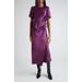 Daika Textured Satin Faux Wrap Midi Dress