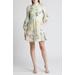 Tealan Floral Print Long Sleeve Linen Dress