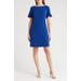 Boatneck Short Sleeve Scuba Crepe Sheath Dress