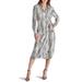 Daniella Snakeskin Print Long Sleeve Satin Shirtdress