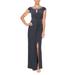 Beaded Keyhole Neck Jersey Gown