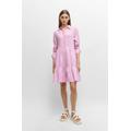 Tiered Shirt Dress In Ramie With Cotton Inner Dress