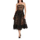 Kailyn Floral Appliqué Strapless Midi Dress