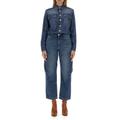 Long-sleeved Denim Cargo Jumpsuit