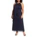 Beaded Neck Glitter Mesh Gown In Nav At Nordstrom Rack