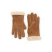 ugg(r) Logo Embroidered Suede & Genuine Shearling Gloves