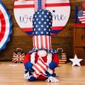 Cadeau de la fête de l'indépendance américaine: figurine de gnome à chapeau rayé rouge et blanc fabriquée à la main - nain du jour du souvenir en l'honneur des soldats tombés au combat pour le jour