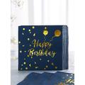 24 pieces/set of gold balloons happy birthday disposable napkins 1313-inch 2-story yellow gold foil disposable napkins with dark blue background elegant party napkins metal gold polka dot foil d