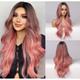 Black Blonde Dark Brown Pink Wigs for Women Long Wavy Wig Middle Part Wig Black Curly Wig Synthetic Heat Resistant Wig Long Wig for Daily Party Use 26 Inches