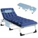 ABORON Folding Camping Tanning Cot with 2 Sided Cushion & Pillow 5 Position Adjustable Folding Lounge Chair Face Down Tanning Beach Chaise Lounge Chair for Outside Reading Patio Beach Poolside