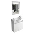 Alpenberger Badezimmerschrank Waschbecken mit Unterschrank und LED Spiegel |Badmöbel Gäste WC Waschtisch mit Waschbeckenunterschrank und Badspiegel