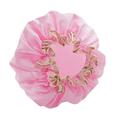 Zainafacai Shower Cap Women Double Waterproof Shower Satin Bathing Cap Hats Silk Reusable Hair Cover Pink