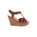 Gianni Bini Wedges: Brown Print Shoes - Women's Size 6 1/2 - Open Toe