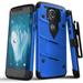 ZIZO BOLT Series Moto e5 Cruise Case Military Grade Drop Tested with Tempered Glass Screen Protector Holster e5 Play Blue Black