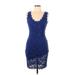 Jump Apparel by Wendye Chaitin Casual Dress - Party Scoop Neck Sleeveless: Blue Solid Dresses - Women's Size Medium