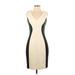 T Tahari Casual Dress - Sheath V Neck Sleeveless: Ivory Solid Dresses - New - Women's Size 2