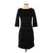 Renee C. Casual Dress - Party Crew Neck 3/4 sleeves: Black Dresses - Women's Size Small