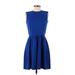 Gap Casual Dress - A-Line Crew Neck Sleeveless: Blue Solid Dresses - Women's Size 0