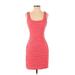 Guess Cocktail Dress - Bodycon Square Sleeveless: Red Print Dresses - Women's Size 0