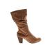 Gloria Vanderbilt Boots: Slouch Stacked Heel Bohemian Brown Print Shoes - Women's Size 7 1/2 - Round Toe