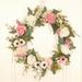 Wdminyy Wreath Artificial Flower Wreath Mother s Day Floral Rattan Front Door Wreath with Large Bow Wall Porch Hanging Wreath Holiday Holiday Decoration Photo Props Green Room Decor Pink