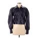 New York & Company Faux Leather Jacket: Short Purple Print Jackets & Outerwear - Women's Size Medium