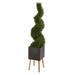 64 Rosemary Spiral Topiary Artificial Tree in Black Planter with Stand (Indoor/Outdoor)