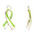 Enamel Drop Green Awkwardness Ribbon Silver Plated 11.7x3mm 4pcs/pack (2-pack Value Bundle) SAVE $1