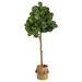 Nearly Natural 6ft. Fiddle Leaf Fig Artificial Tree in Handmade Natural Jute Planter with Tassels